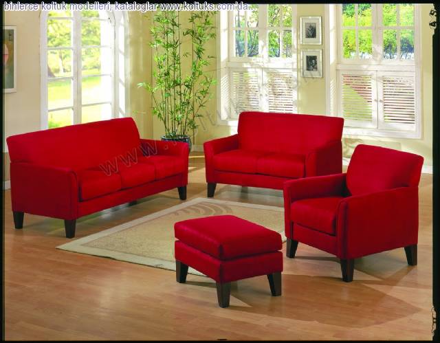 Kırmızı Renk Modern Oturma Grubu