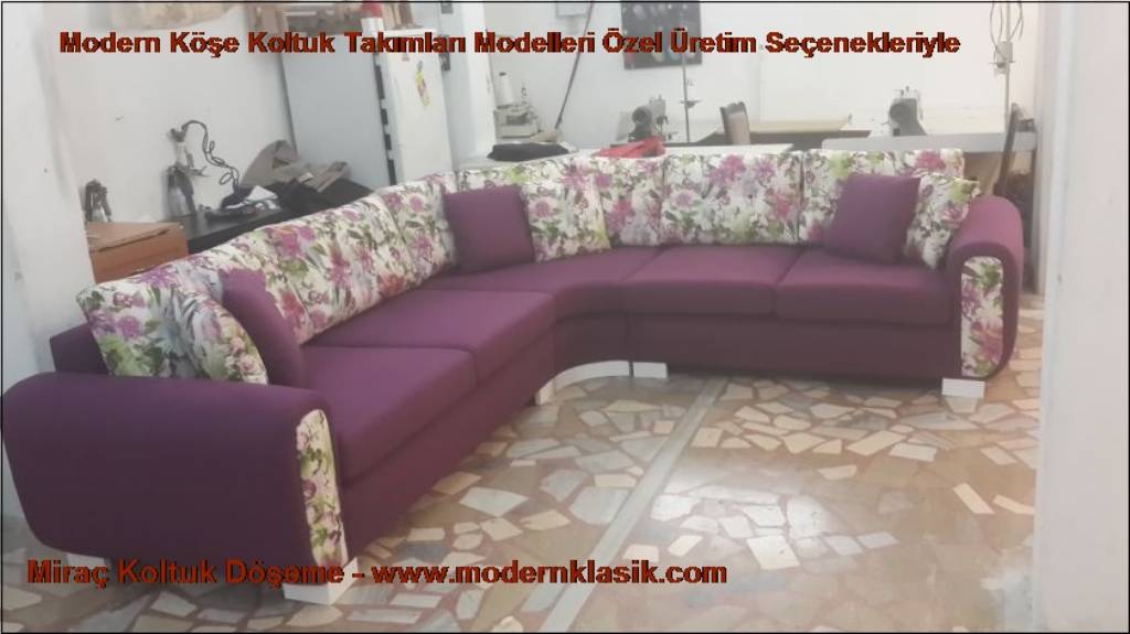 Bordo Modern L Köşe Koltuk Modeli