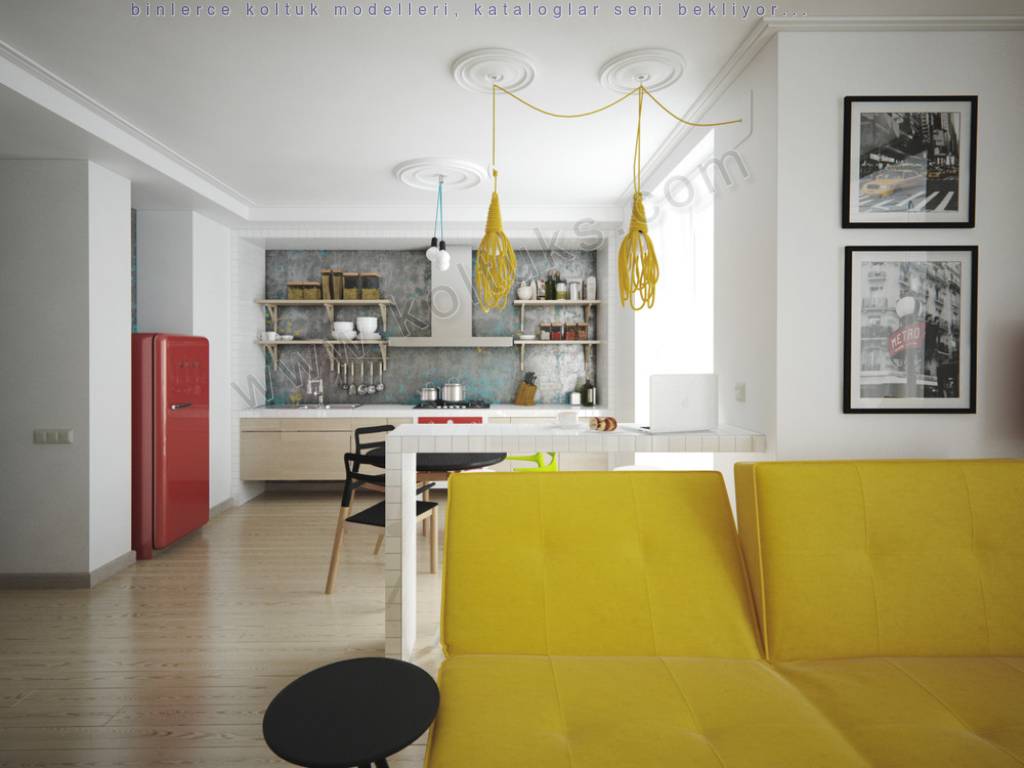 Sarı Modern Oturma Grubu