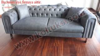NUBUK KUMAŞ CHESTER ÜÇLÜ KOLTUK TAKIMI